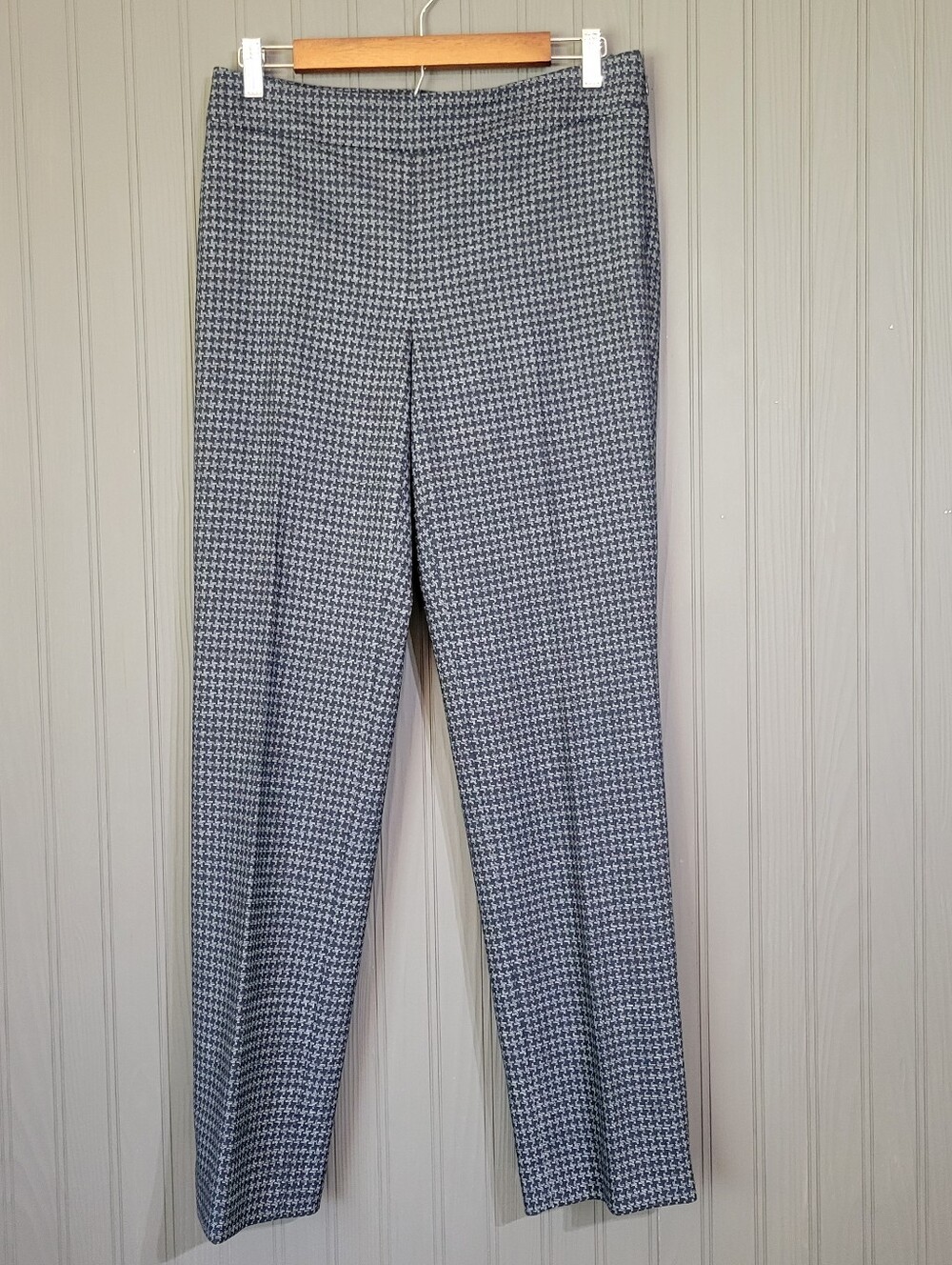Talbots Trouser Dress Pants Ankle Straight Leg Houndstooth Print Blue Women's 2